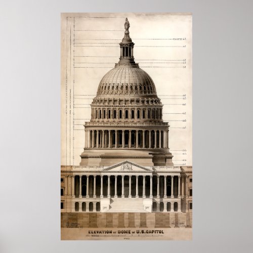 US Capitol  Architectural Drawing 1859 Poster