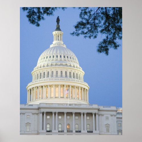 US Capitol at dusk Washington DC District Poster