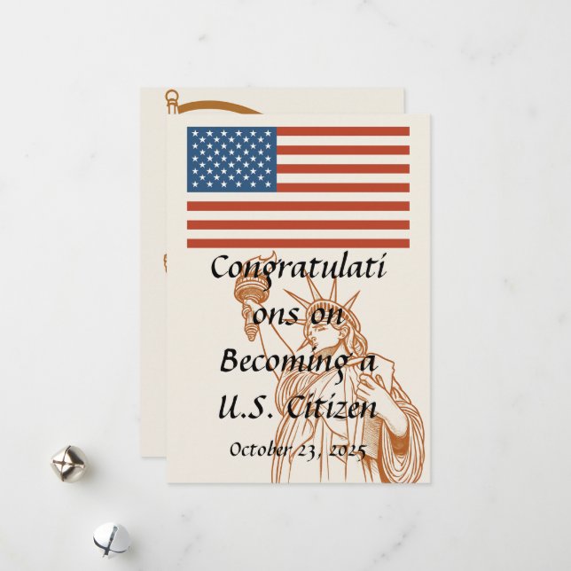 U.S. Citizenship Congratulations Card (Front/Back In Situ)