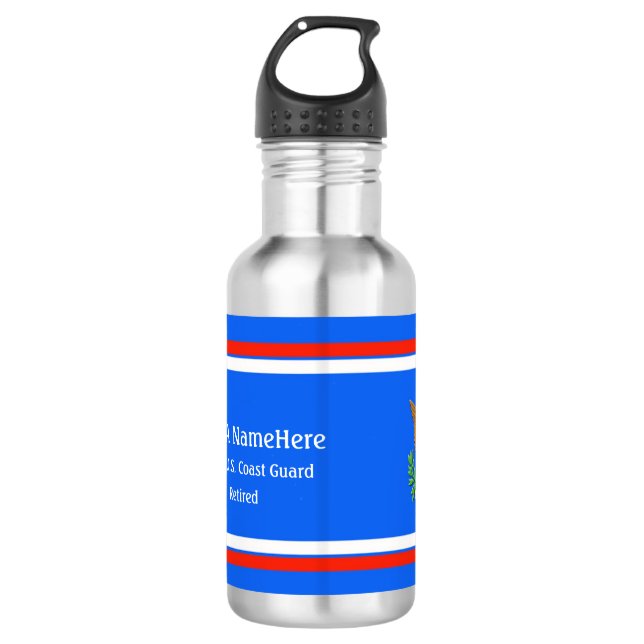 U.S. Coast Guard Defense emblem personalize Stainless Steel Water Bottle (Front)