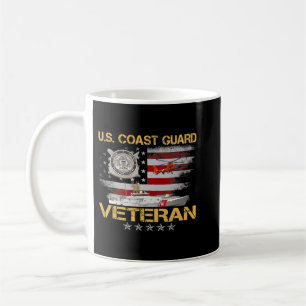 U.S. Coast Guard Veteran Flag Vintage Veterans Day Coffee Mug