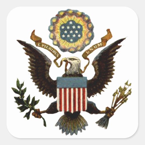US COAT OF ARMS SQUARE STICKER