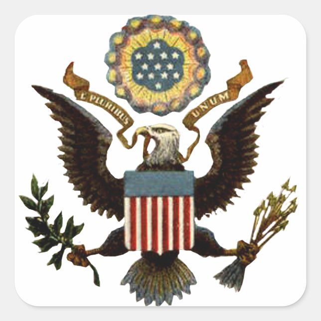 U.S. COAT OF ARMS SQUARE STICKER (Front)