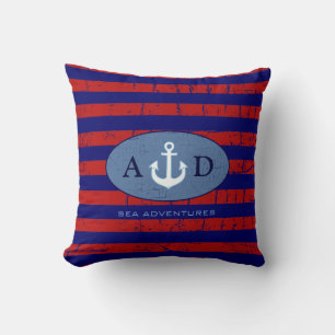 U.S. color striped personalized nautical decor Throw Pillow