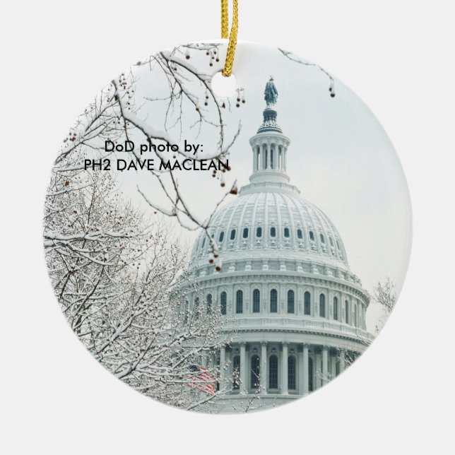 U.S Congress in Winter Ceramic Ornament (Front)