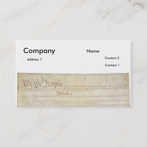 Customizable U.S. Constitution_Pg1 and 4 Business Cards