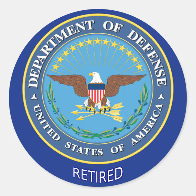 U.S. Defense Department Retired Classic Round Sticker | Zazzle