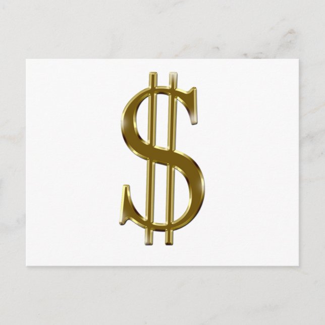 $ U.S.dollar sign gold Postcard (Front)