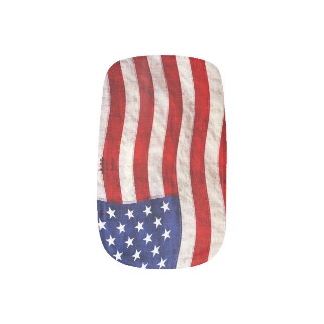 U.S. Flag American Patriotic Design Minx Nail Wraps (Left Thumb)