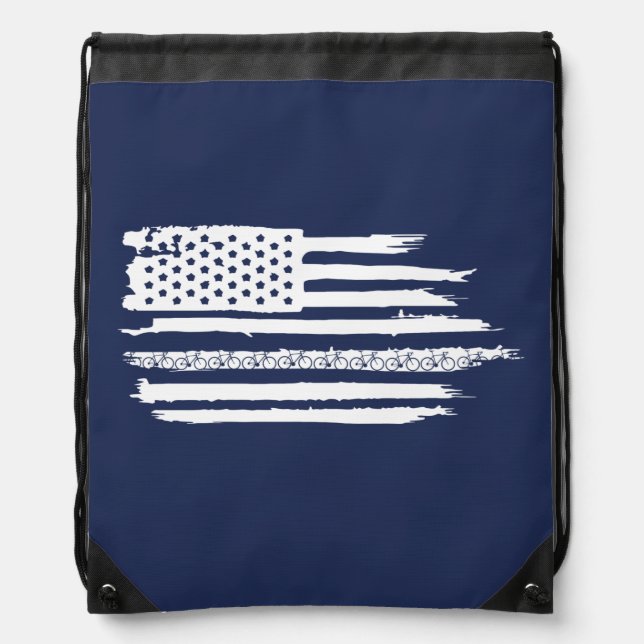 U.S. Flag Cycling Drawstring Bag (Front)