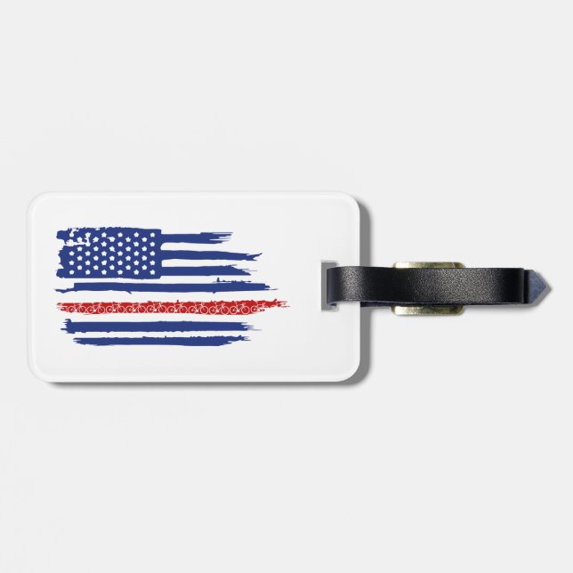 U.S. Flag Cycling Luggage Tag (Back Horizontal)