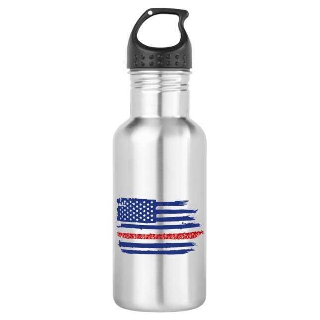 U.S. Flag Cycling Stainless Steel Water Bottle (Front)