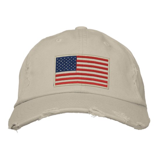 U.S. Flag Embroidered Distressed Hat | Zazzle.com