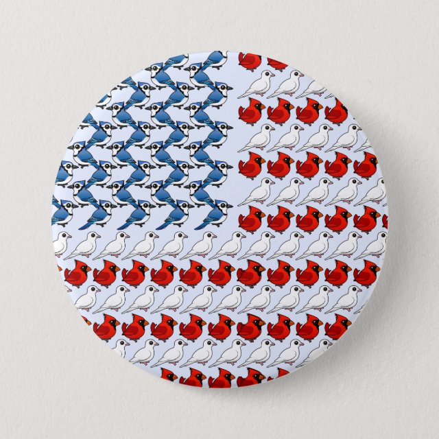 Cute U.S. Flag of Birds Round Button in Birdorable Shop
