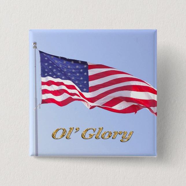 u s flag, ol' glory pinback button (Front)