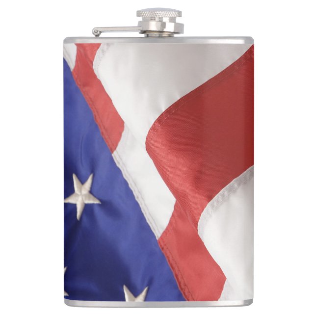 U.S. Flag Vinyl Wrapped Flask, 8 oz. Hip Flask (Front)