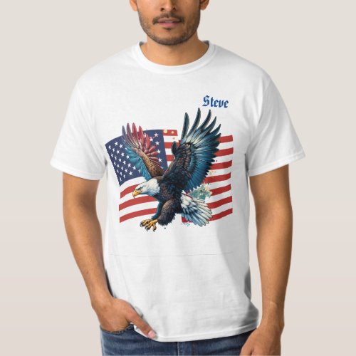 US Flag with American Eagle Mens  T_Shirt