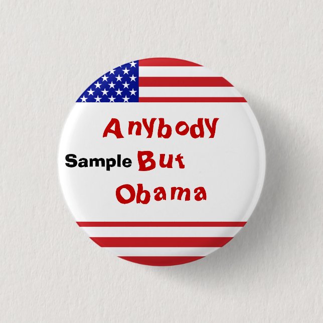 U.S. Flag - Write Your Own Text Button (Front)