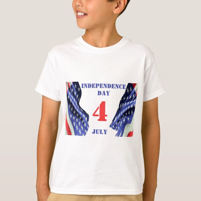 U.S flags for Independence Day, 4th of July  T-Shirt (Front)