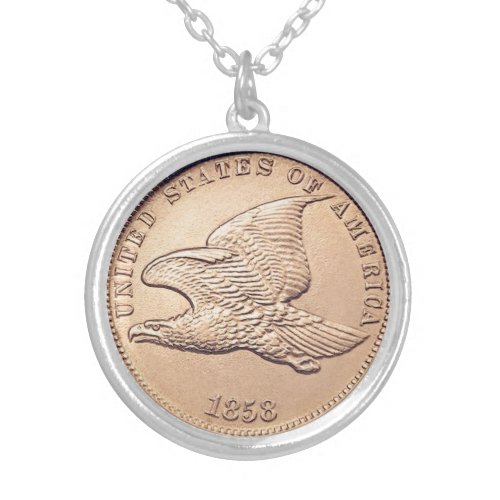 US Flying Eagle penny Silver Plated Necklace