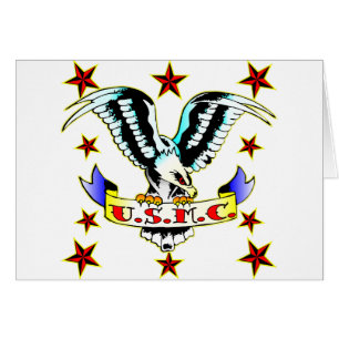 U.S.M.C. Old School Eagle Tattoo 2 Cards