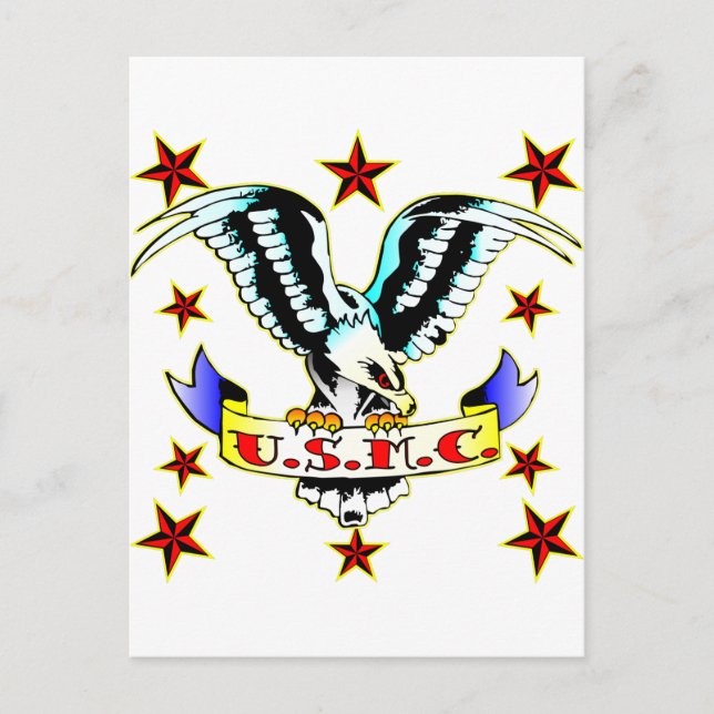 U.S.M.C. Old School Eagle Tattoo 2 Postcard (Front)