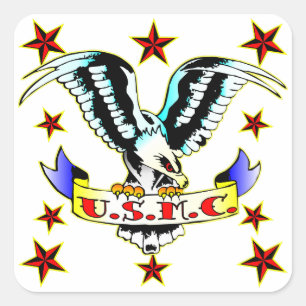 U.S.M.C. Old School Eagle Tattoo 2 Square Sticker