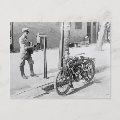 US Mailman  Motorcycle Postcard