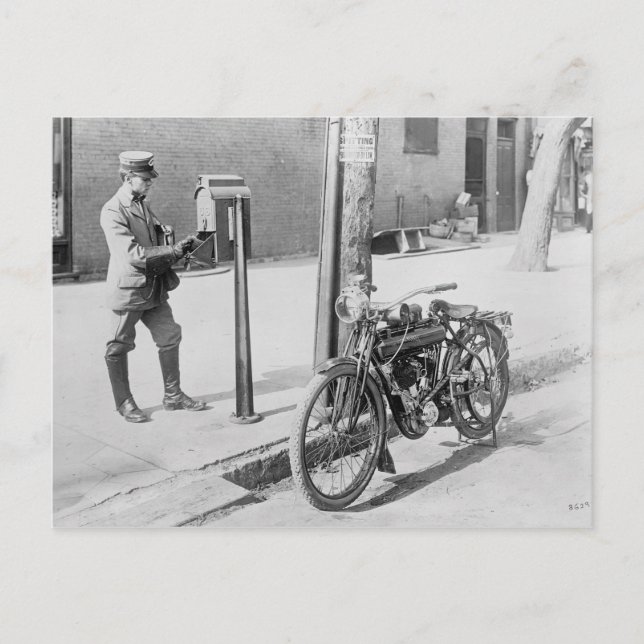 U.S. Mailman & Motorcycle Postcard (Front)