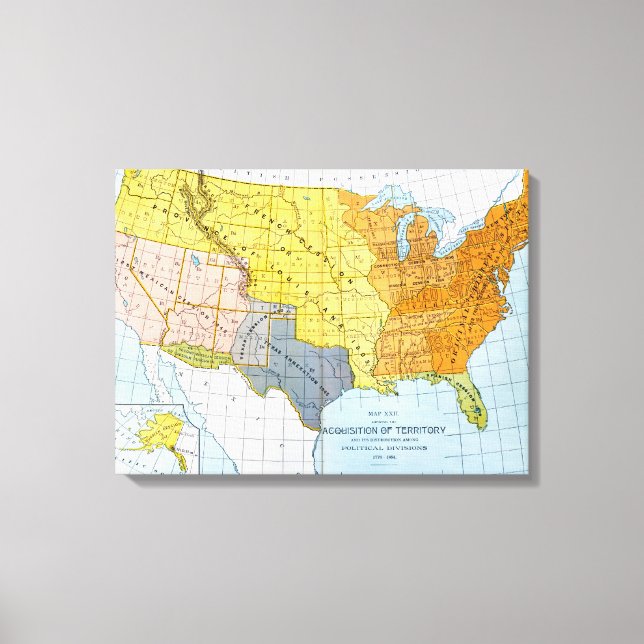 U.S. MAP, 1776-1884 CANVAS PRINT (Front)