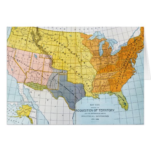 U.S. MAP, 1776-1884 CARDS (Front Horizontal)