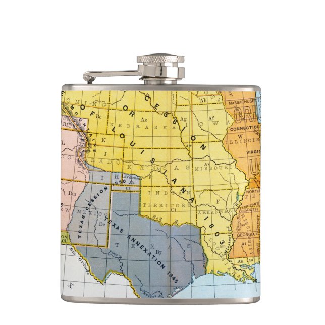 U.S. MAP, 1776-1884 FLASK (Front)