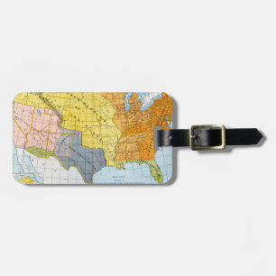 U.S. MAP, 1776-1884 LUGGAGE TAG