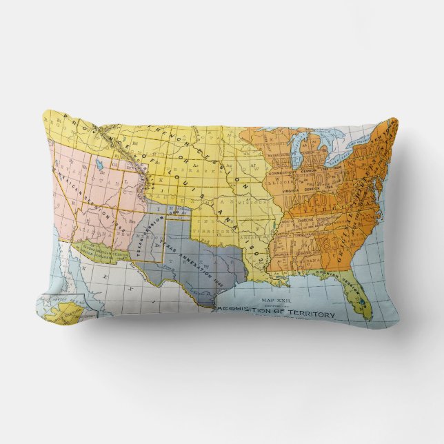 U.S. MAP, 1776-1884 LUMBAR PILLOW (Front)