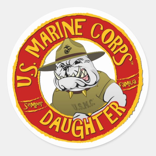 US Marine Corps Daughter Classic Round Sticker