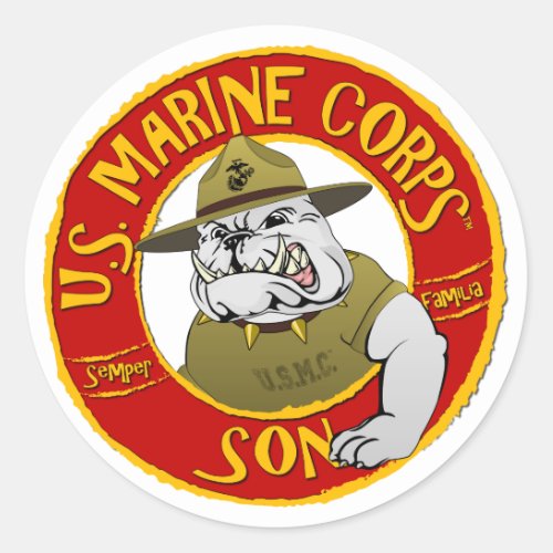 US Marine Corps Son Classic Round Sticker