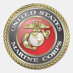 U.S. Marine Corps (USMC) Emblem [3D] Classic Round Sticker