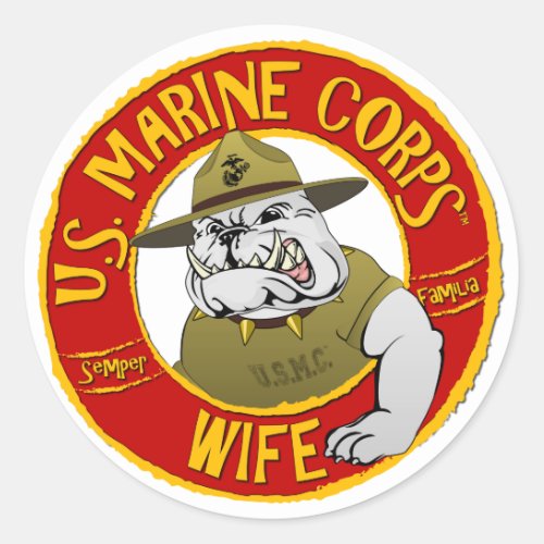 US Marine Corps Wife Classic Round Sticker