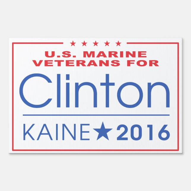 U.S. Marine Veterans for Clinton Yard Sign Large (Front)