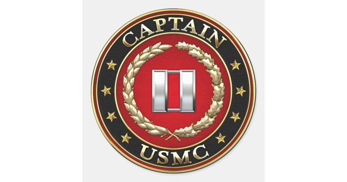 U.S. Marines: Captain (USMC Capt) [3D] Classic Round Sticker | Zazzle