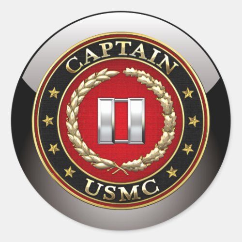US Marines Captain USMC Capt 3D Classic Round Sticker