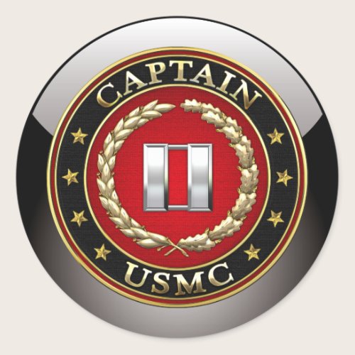 U.S. Marines: Captain (USMC Capt) [3D] Classic Round Sticker