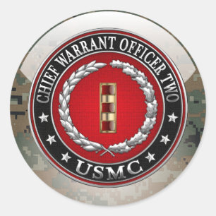 U.S. Marines: Chief Warrant Two (USMC CWO-2) [3D] Classic Round Sticker