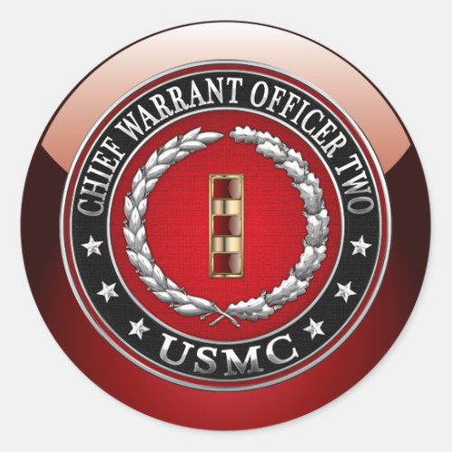 US Marines Chief Warrant Two USMC CWO_2 3D Classic Round Sticker