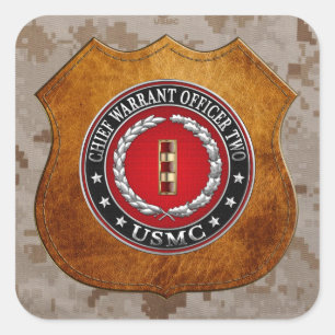 U.S. Marines: Chief Warrant Two (USMC CWO-2) [3D] Square Sticker