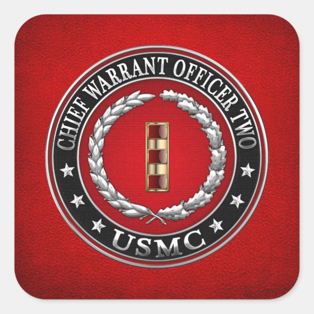 U.S. Marines: Chief Warrant Two (USMC CWO-2) [3D] Square Sticker (Front)