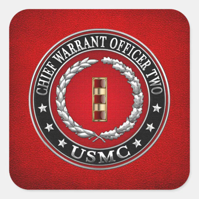U.S. Marines: Chief Warrant Two (USMC CWO-2) [3D] Square Sticker | Zazzle