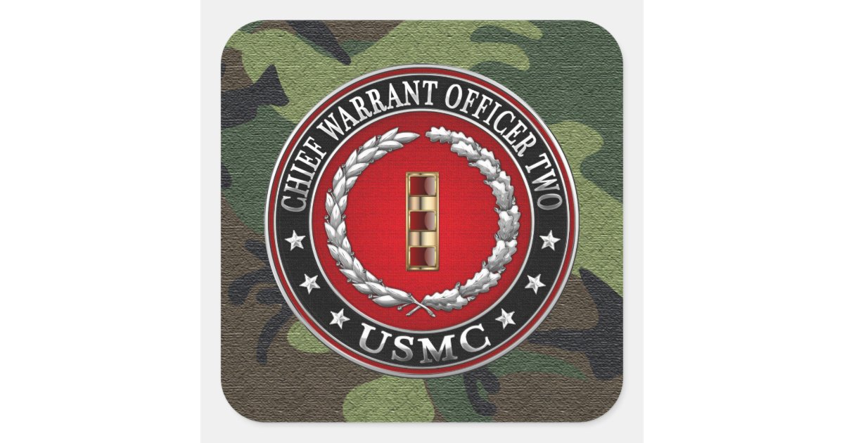 U.S. Marines: Chief Warrant Two (USMC CWO-2) [3D] Square Sticker | Zazzle