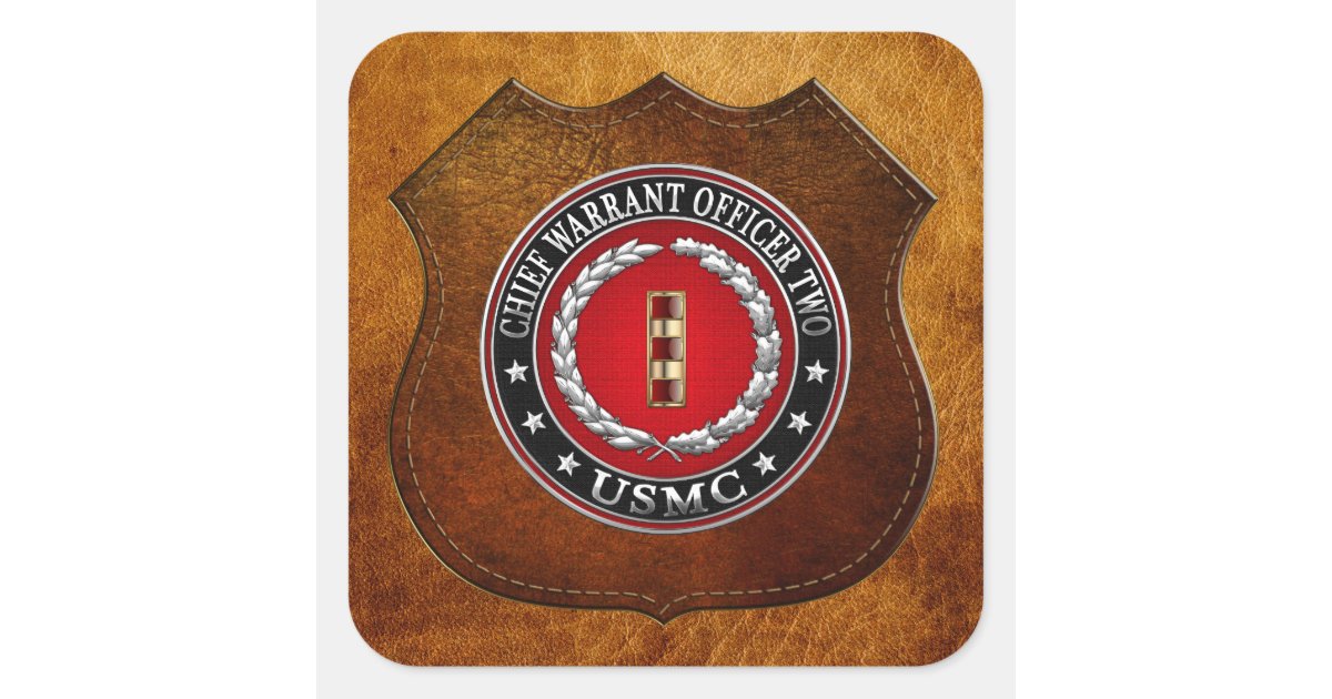 U.S. Marines: Chief Warrant Two (USMC CWO-2) [3D] Square Sticker | Zazzle