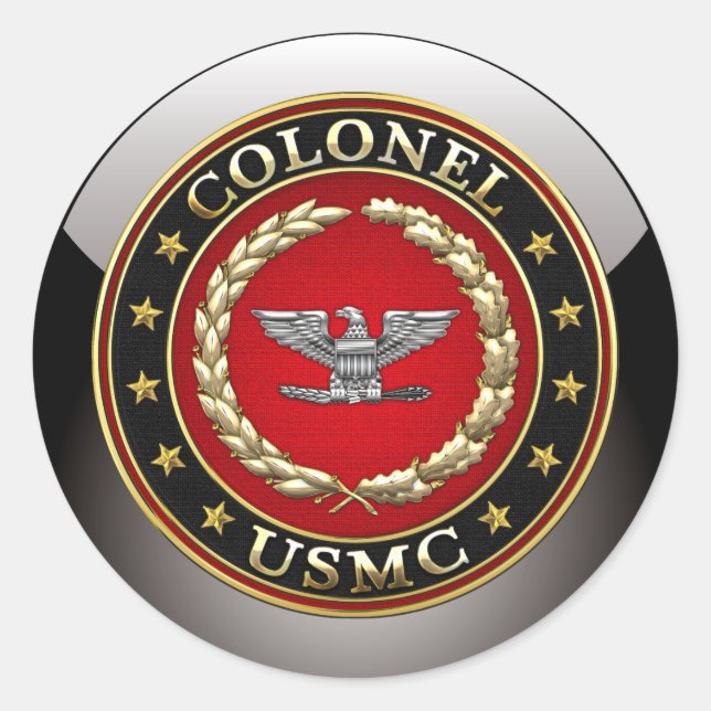 U.S. Marines: Colonel (USMC Col) [3D] Classic Round Sticker (Front)